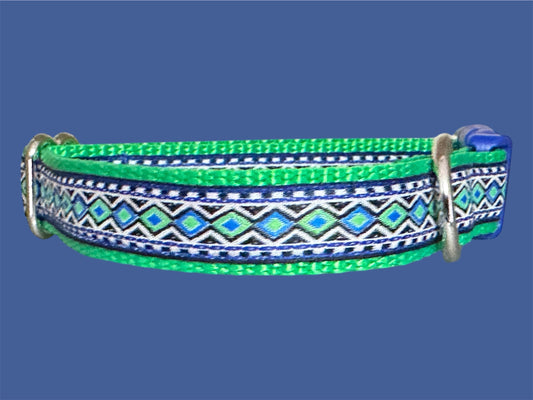 Blue & Green Dog Collar