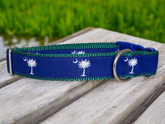 South Carolina Palmetto Dog Collar - Adjustable SC State Pride Design - Winni&Me Woofwear