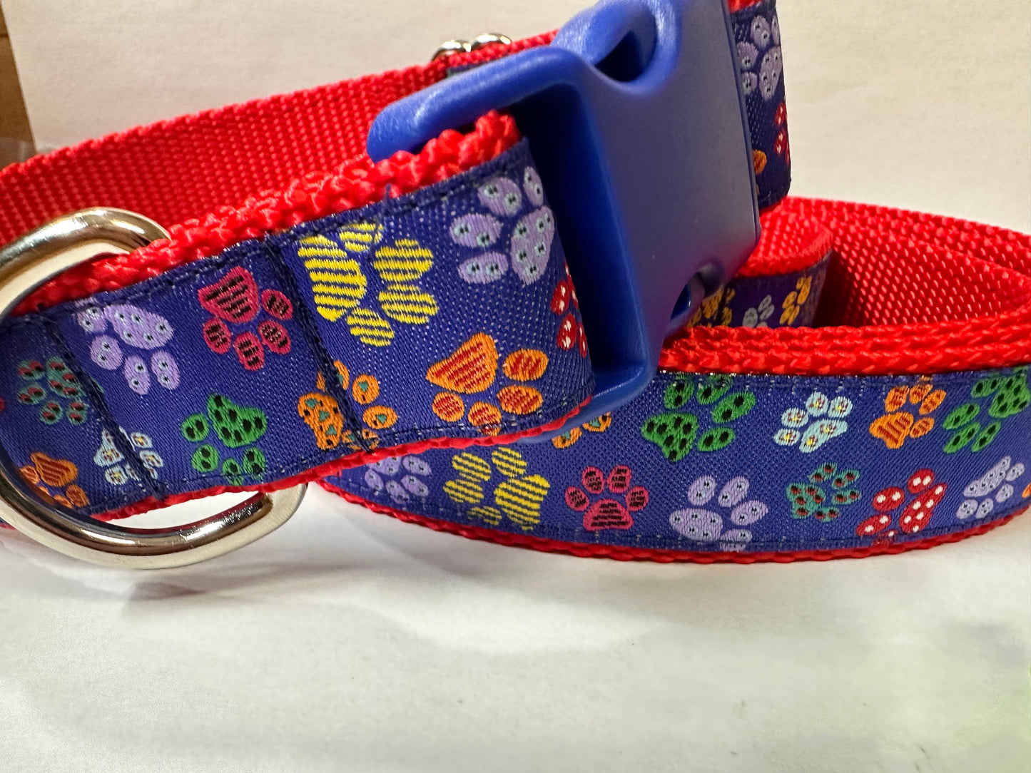 Puppy Paw Blue dog collar