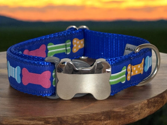 Dog Bone Collar with Optional Personalized Bone Buckle