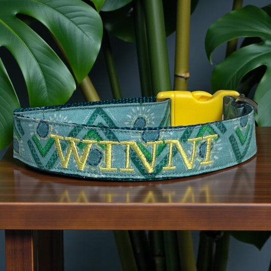 Geometric Patterned Embroidered Dog Collar