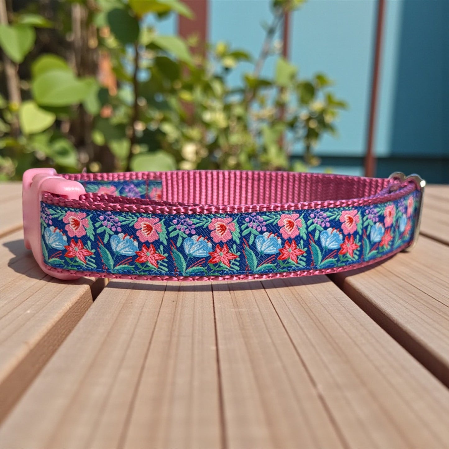 Garden Blooms Dog Collar - Pink & Purple Flowers