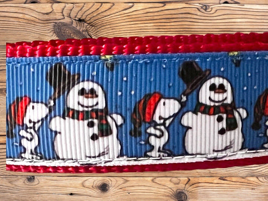 Cartoon Beagle Builds Frosty the Snowman Dog Collar - Dog Collars - Winni&Me Woofwear