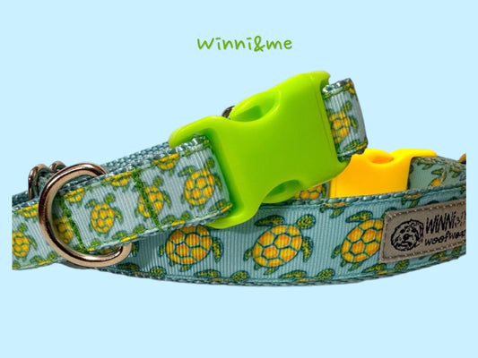 Sea Turtle Dog Collar: Handmade Ribbon Collar