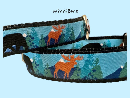 Bear and Moose Forest Friends Dog Collar/Mountain Collars