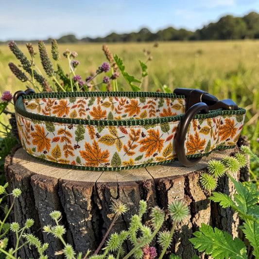 Falling Leaves Dog Collar; Exclusive Winni&Me Pattern - Dog Collars - Winni&Me Woofwear