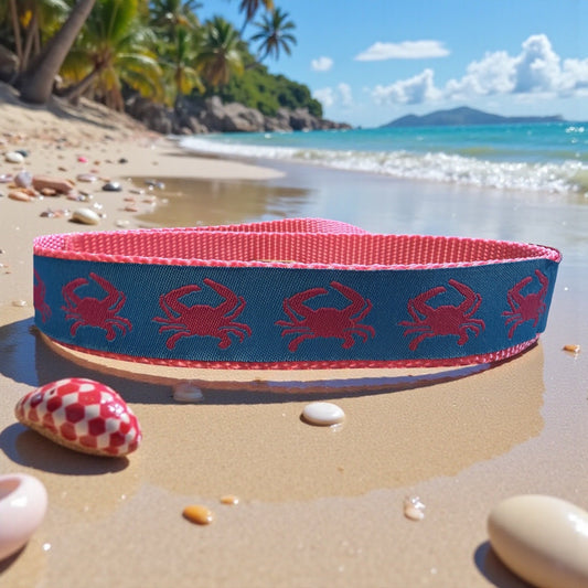 Feeling crabby dog collar, summer collar, blue crabs - Dog Collars - Winni&Me Woofwear