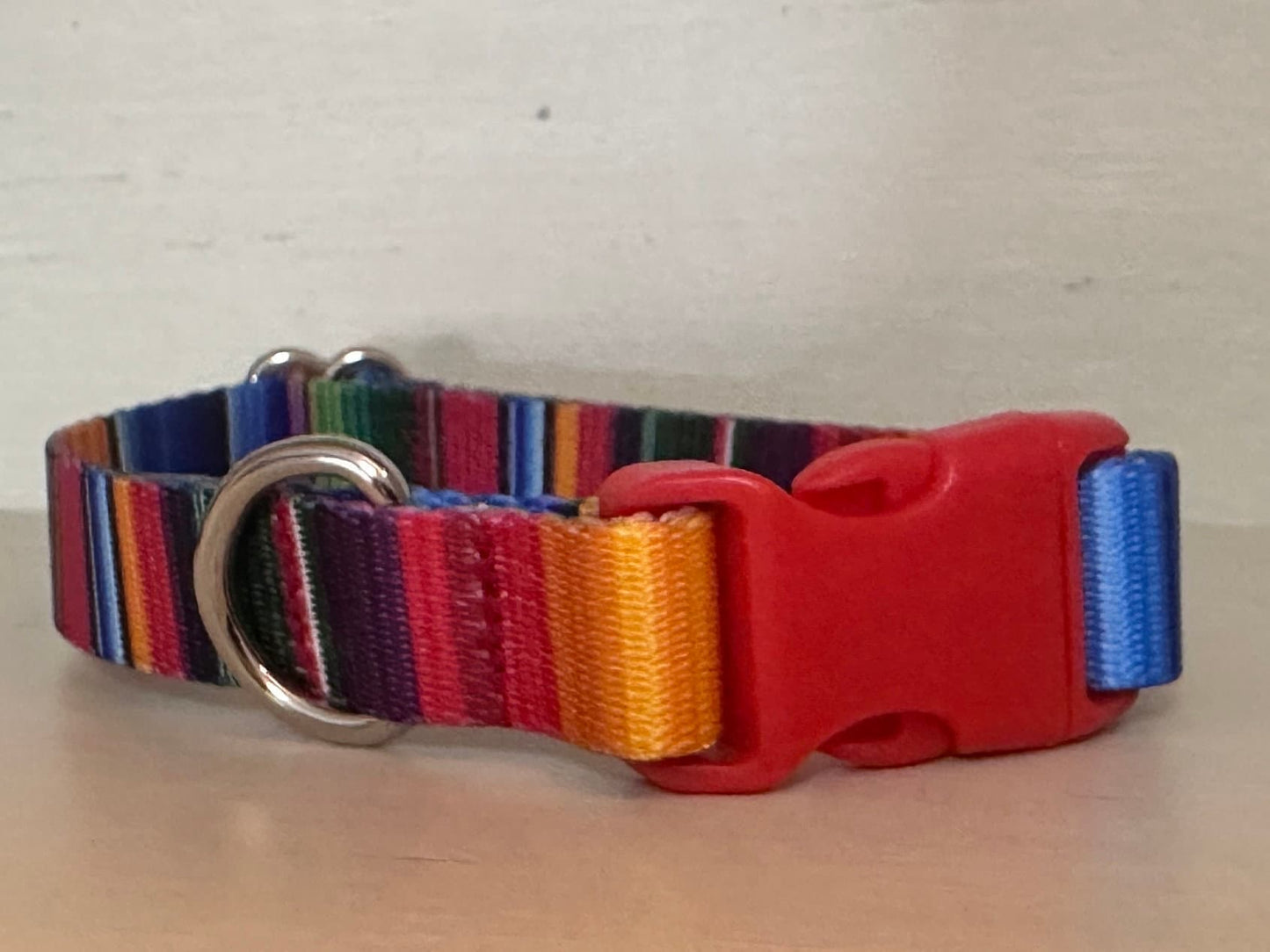 Handmade Serape Dog Collar: Mexican Stripes, Polypropylene Webbing - Winni&Me Woofwear