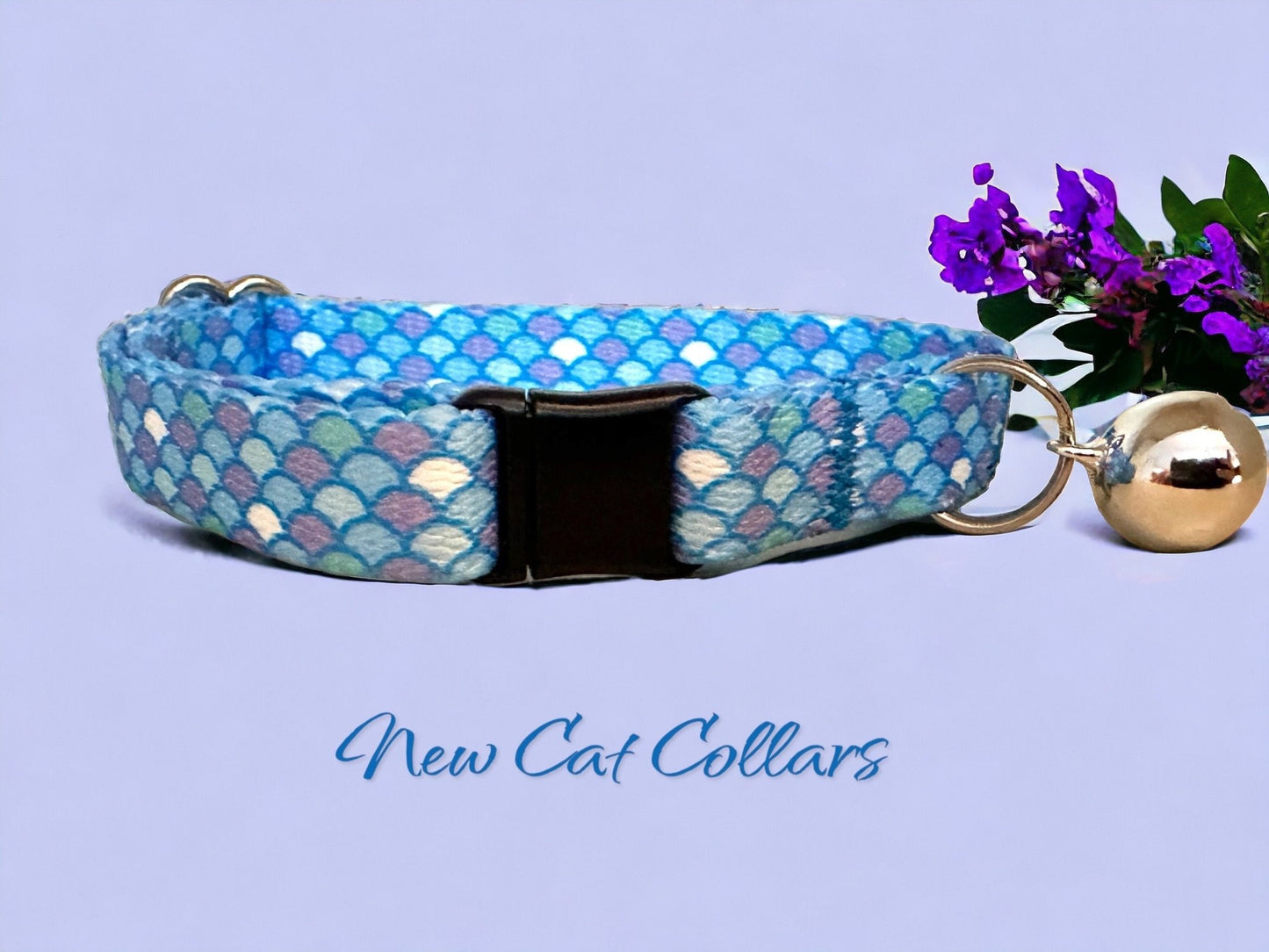Mermaid Scale Breakaway Cat Collar with Bell - Cat Collar - Winni&Me Woofwear