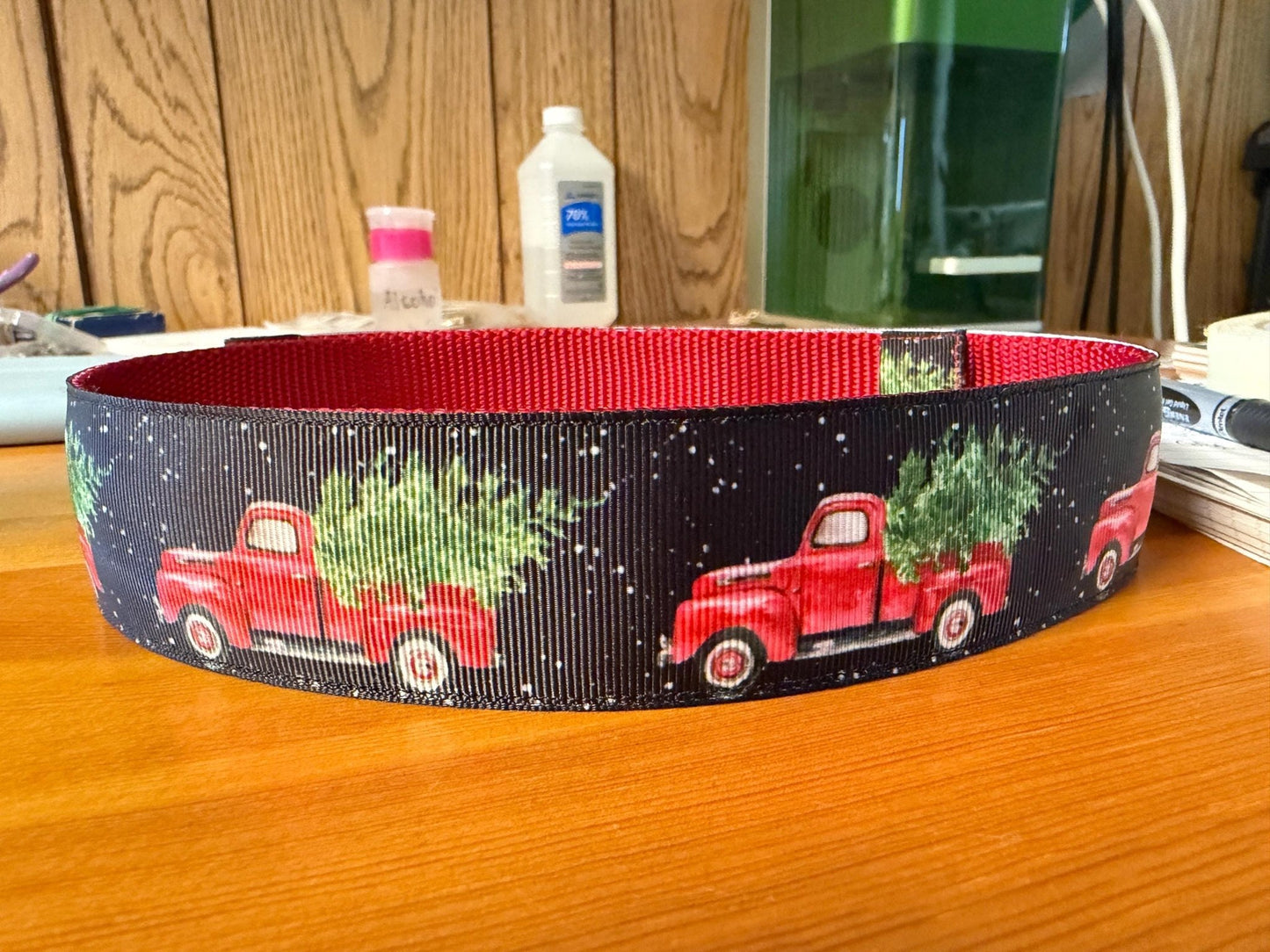 1.5 inch Wide Vintage Truck w/ Christmas Tree Dog collar - Dog Collars - Winni&Me Woofwear