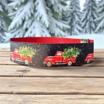 1.5 inch Wide Vintage Truck w/ Christmas Tree Dog collar - Dog Collars - Winni&Me Woofwear