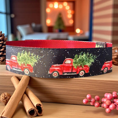 1.5 inch Wide Vintage Truck w/ Christmas Tree Dog collar - Dog Collars - Winni&Me Woofwear