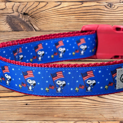 Snoopy Celebrates 4th of July Dog Collar