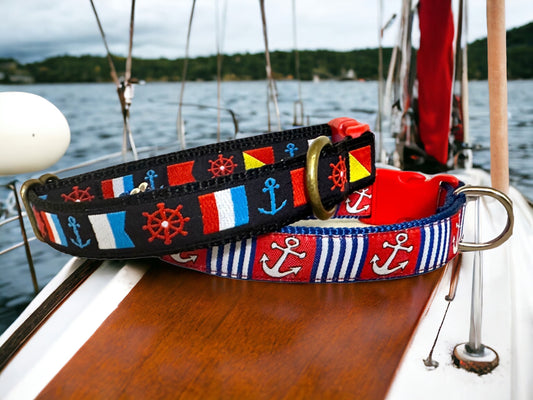 Nautical Dog Collar: Anchors Away, Sailing Boating Theme