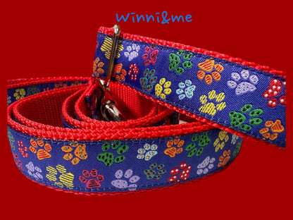 Puppy Paw Blue dog collar