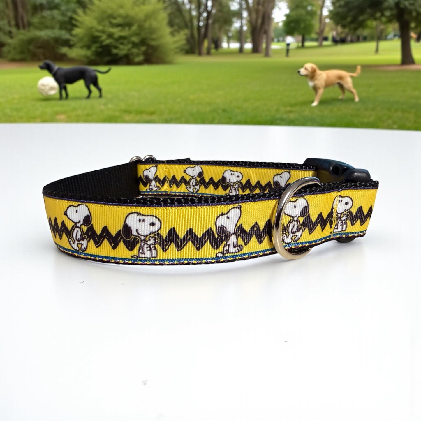 Favorite Yellow Shirt Dog Collar/White Beagle Collar - Winni&Me Woofwear