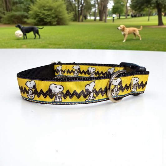 Favorite Yellow Shirt Dog Collar/White Beagle Collar - Winni&Me Woofwear