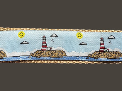 Winni&Me Lighthouse Dog Collar: Beach Fun Nautical Style
