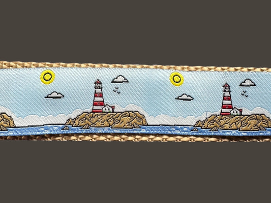 Winni&Me Lighthouse Dog Collar: Beach Fun Nautical Style