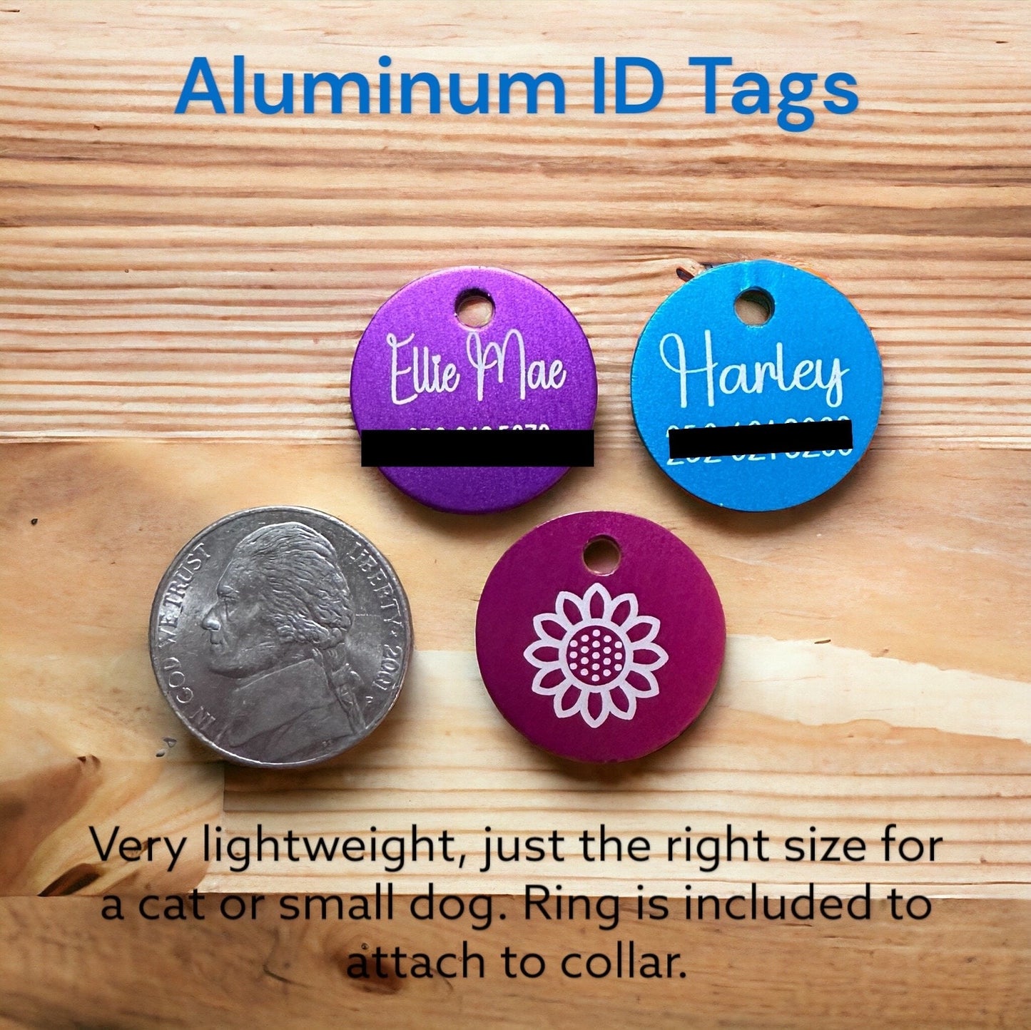 Custom Laser Engraved Aluminum Pet ID Tag: Small Dog & Cat