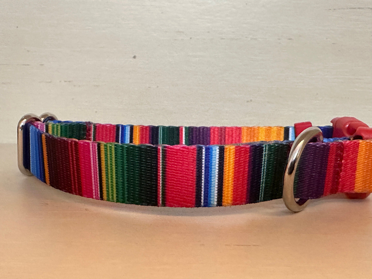 Handmade Serape Dog Collar: Mexican Stripes, Polypropylene Webbing