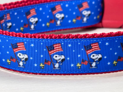 Snoopy Celebrates 4th of July Dog Collar