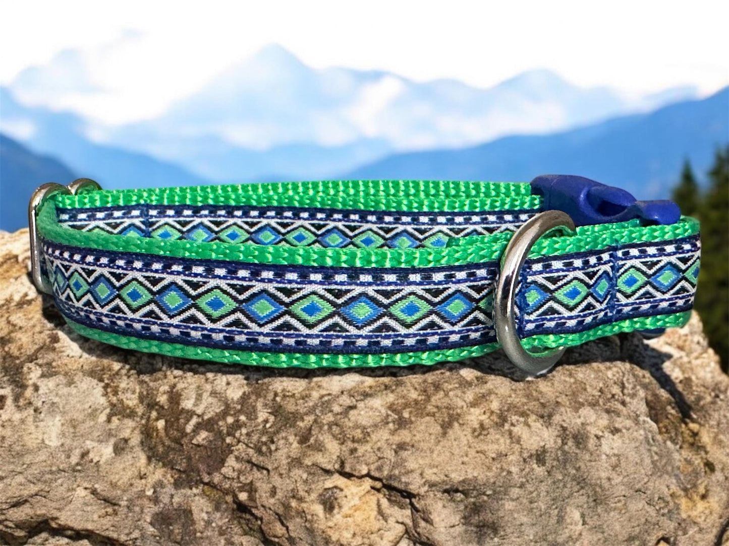 Blue & Green Dog Collar