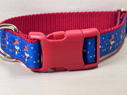 Snoopy Celebrates 4th of July Dog Collar