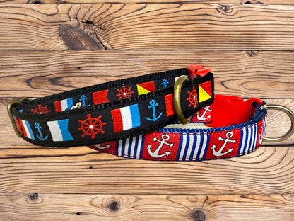 Nautical Dog Collar: Anchors Away, Sailing Boating Theme - Winni&Me Woofwear