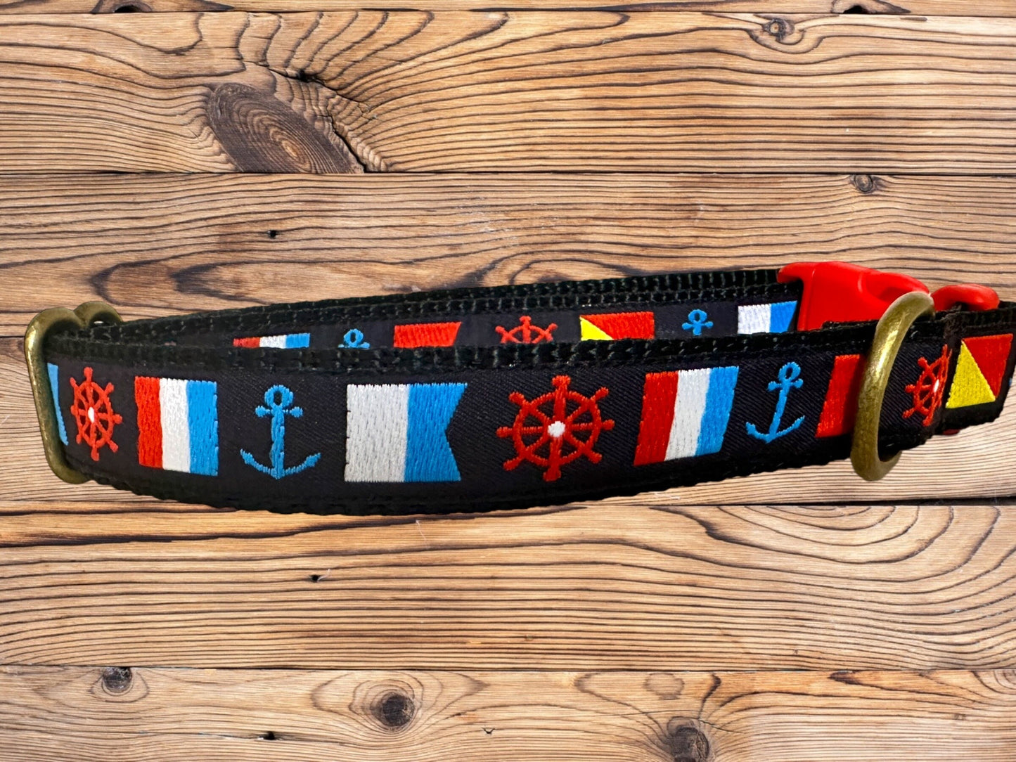 Nautical Dog Collar: Anchors Away, Sailing Boating Theme - Winni&Me Woofwear