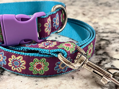Purple Floral Dog Collar