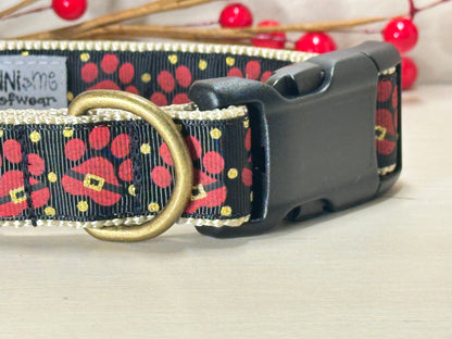 Santa Paws Dog Collar: Christmas Paw Print, Holiday Pet Collar