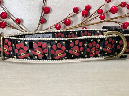 Santa Paws Dog Collar: Christmas Paw Print, Holiday Pet Collar