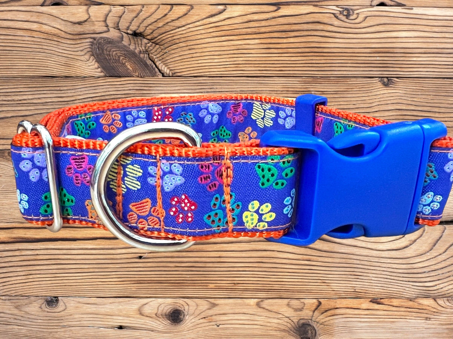 Puppy Paw Blue dog collar