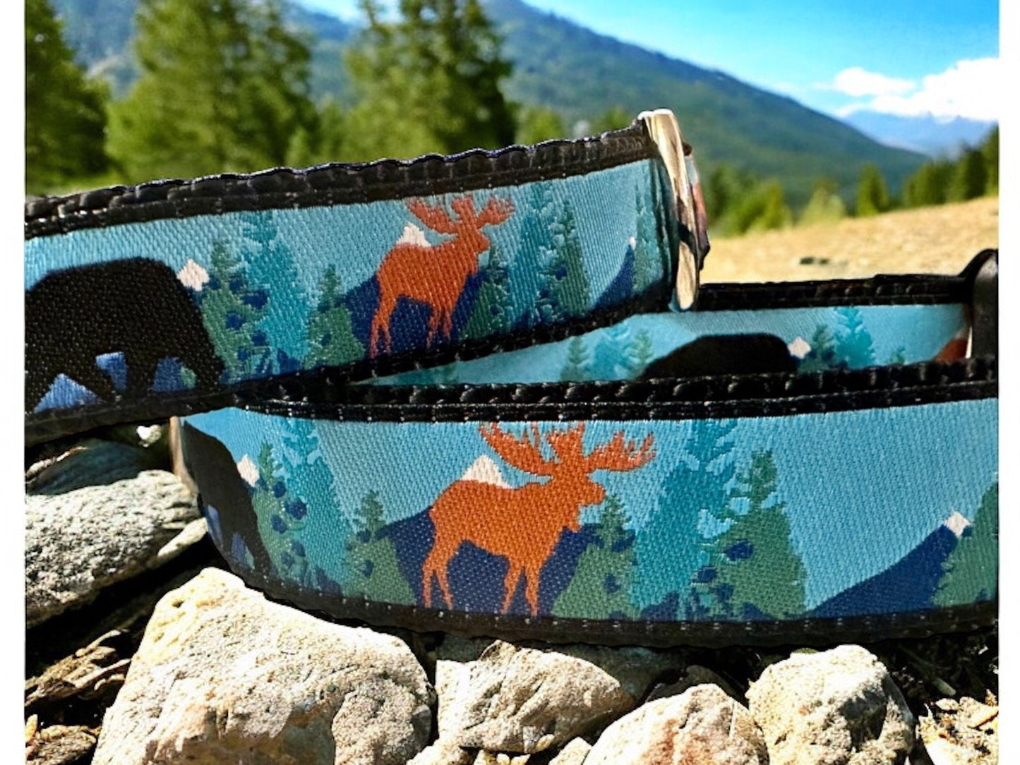 Bear and Moose Forest Friends Dog Collar/Mountain Collars