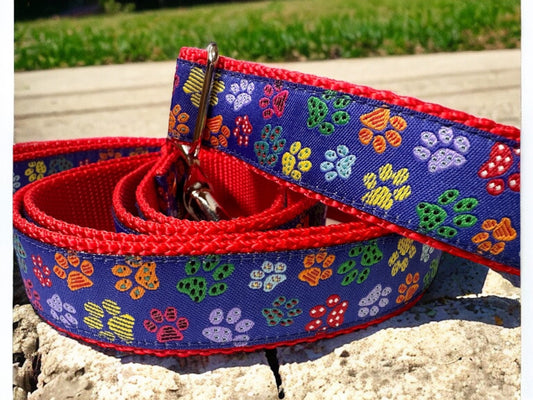 Puppy Paw Blue dog collar