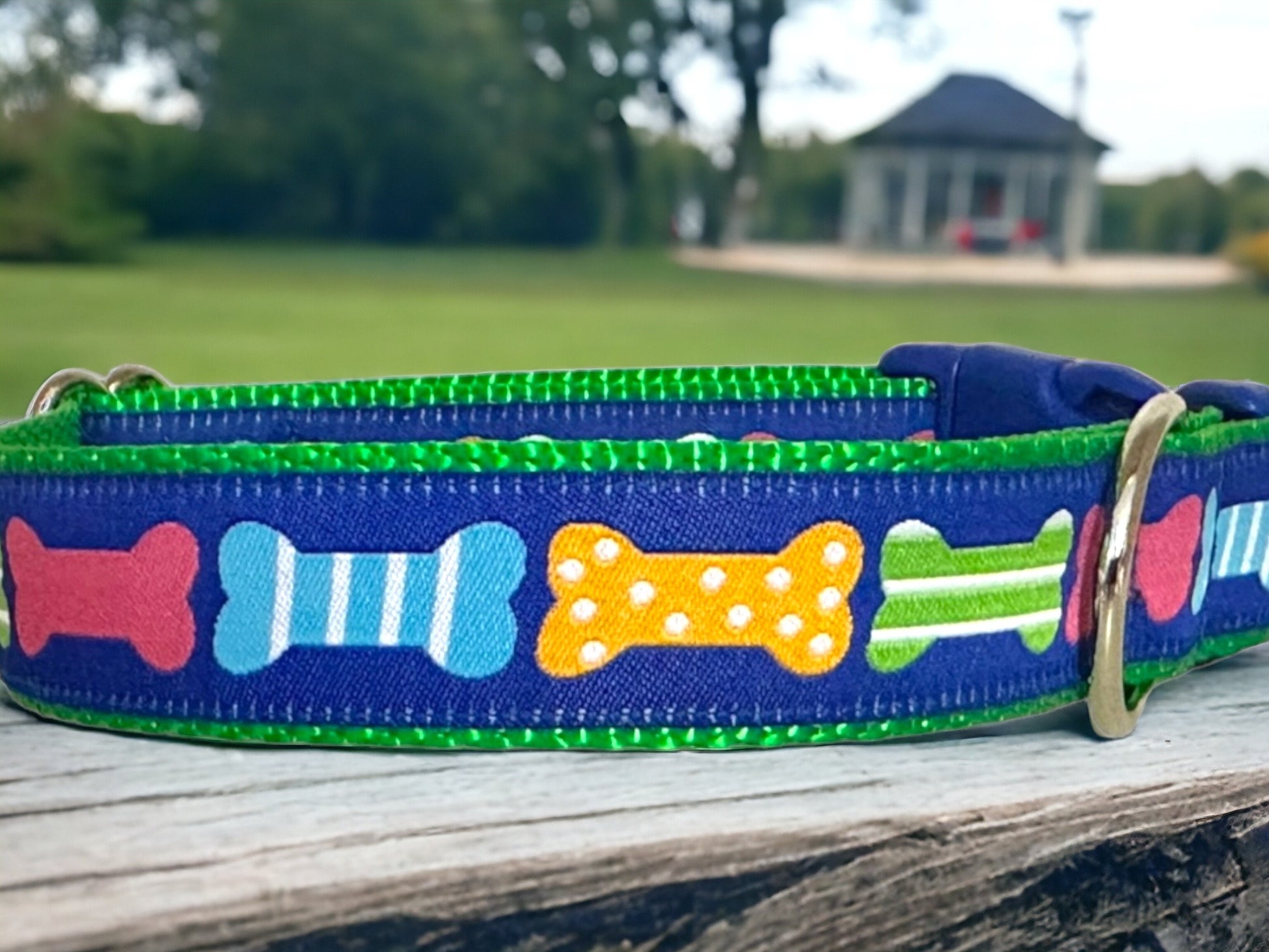 Bones on Blue Dog Collar & Leash Set - Winni&Me Woofwear