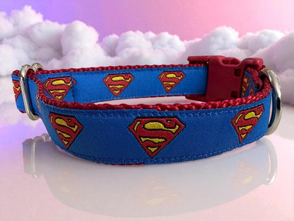 Super Dog Collar: Krypto Style, Handmade Nylon Ribbon Collar