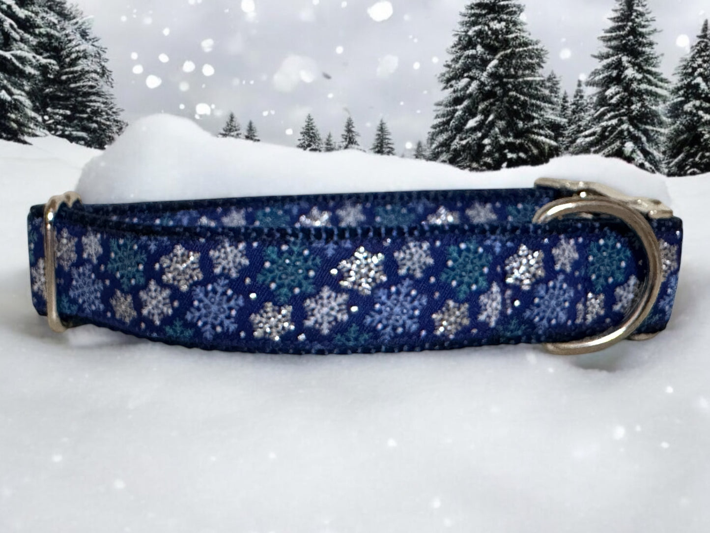 Wide Winter Wonderland Dog Collar