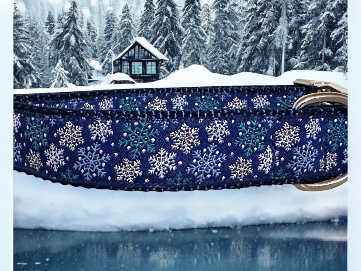 Wide Winter Wonderland Dog Collar