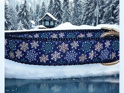 Wide Winter Wonderland Dog Collar
