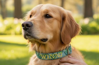 Geometric Patterned Embroidered Dog Collar