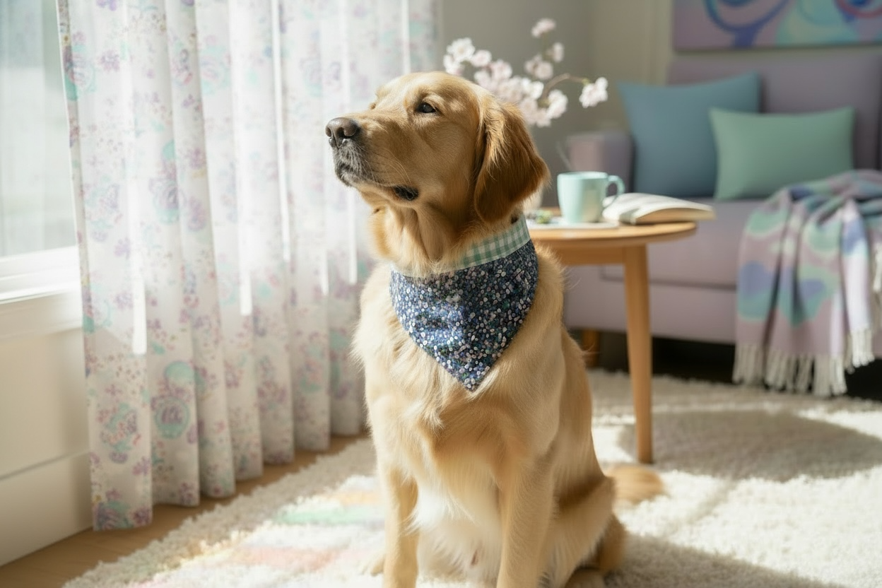 Gingham/Floral Dog Bandana Snap on Reversable /100% Cotton