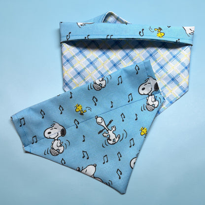 Snoopy & Woodstock Bandana/100% Cotton/Reversible Snap On