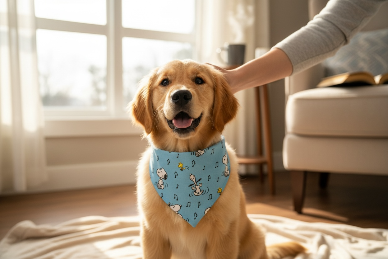 Snoopy & Woodstock Bandana/100% Cotton/Reversible Snap On