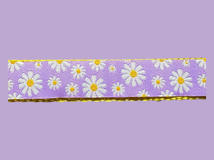 Pink or Purple Daisy Dog Collar – Optional Personalized Engraved Metal Buckle - Winni&Me Woofwear