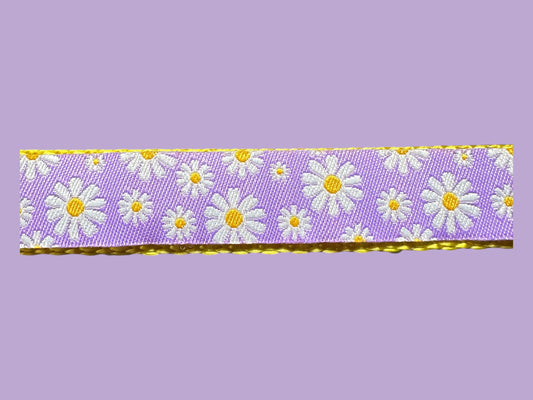 Pink or Purple Daisy Dog Collar – Optional Personalized Engraved Metal Buckle - Winni&Me Woofwear