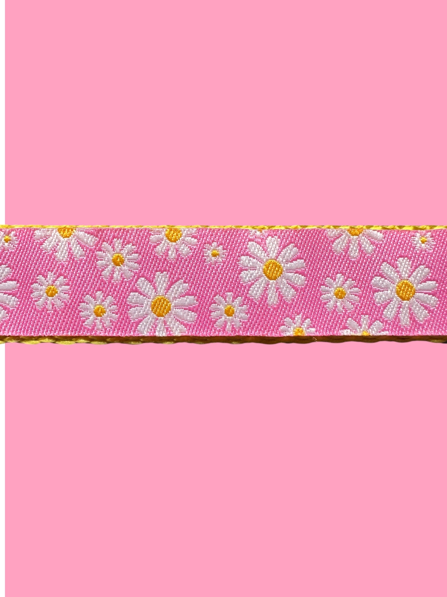 Pink or Purple Daisy Dog Collar – Optional Personalized Engraved Metal Buckle - Winni&Me Woofwear