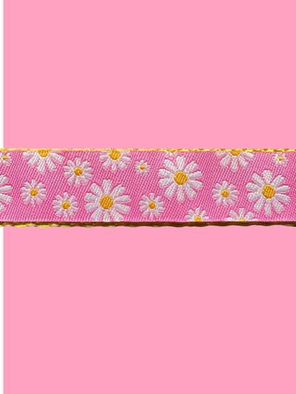 Pink or Purple Daisy Dog Collar – Optional Personalized Engraved Metal Buckle - Winni&Me Woofwear