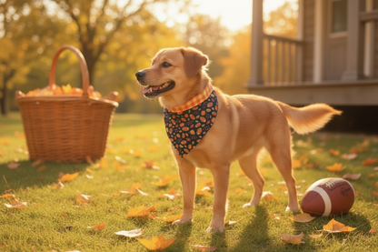Fall Football/Gingham Check Reversible Dog Bandana